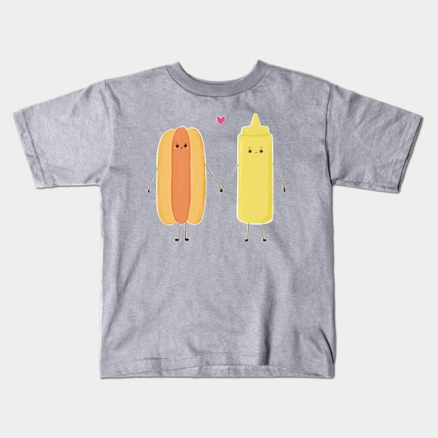 Hot Dog and Mustard Love Kids T-Shirt by Jennisney